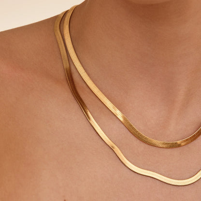 Snake Chain Necklace | 18K Gold-Plated | 4mm Flat Snake Chain