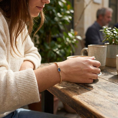 Gold Beaded Birthstone Bracelet lifestyle