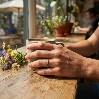Princess Cut Birthstone Band Ring lifestyle
