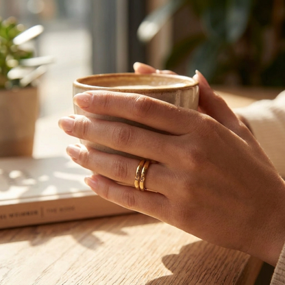 Dainty Stackable Name Ring lifestyle