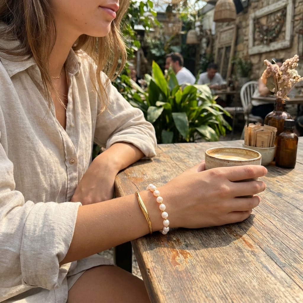Isla Freshwater Pearl Bracelet lifestyle