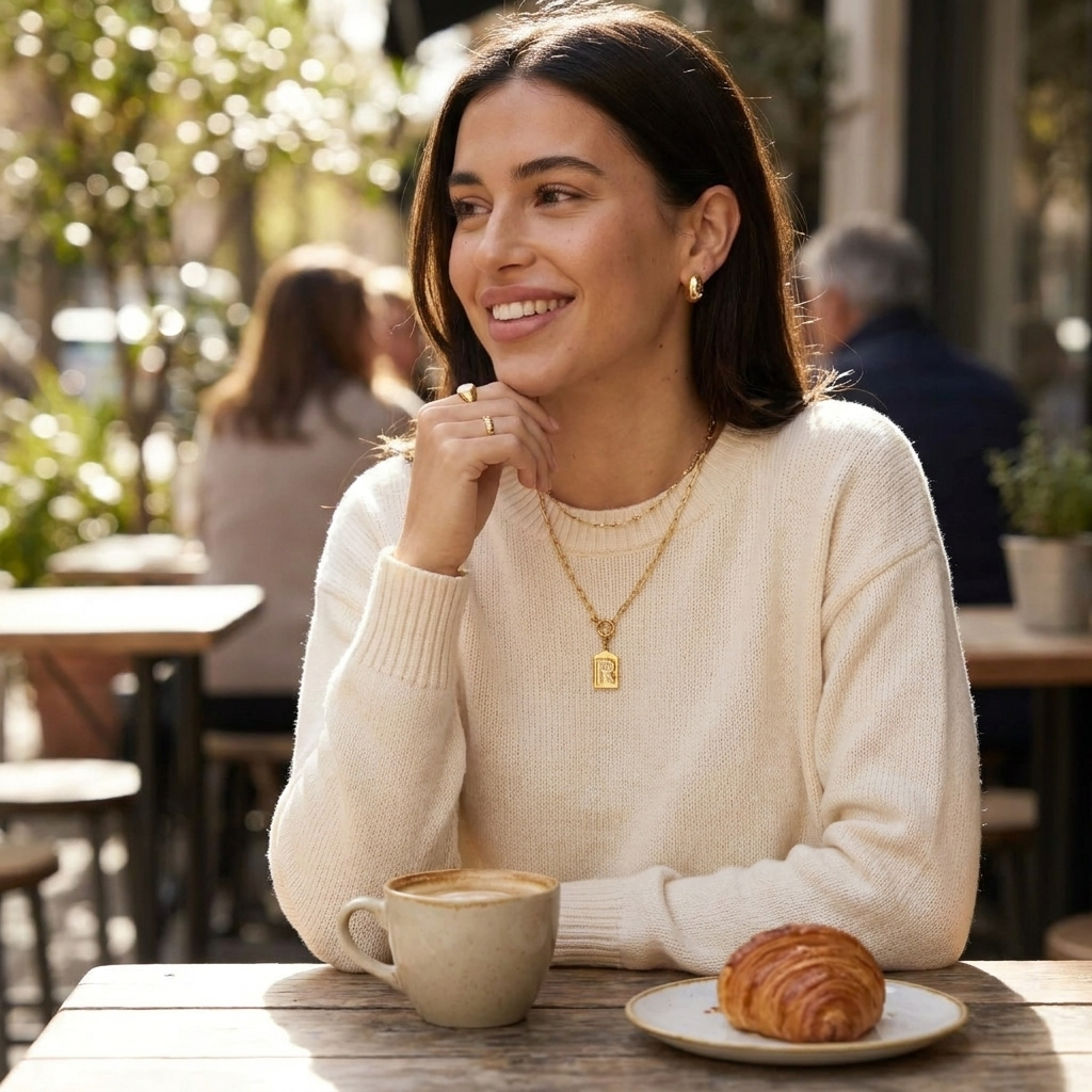 Pave Initial Pendant Necklace lifestyle