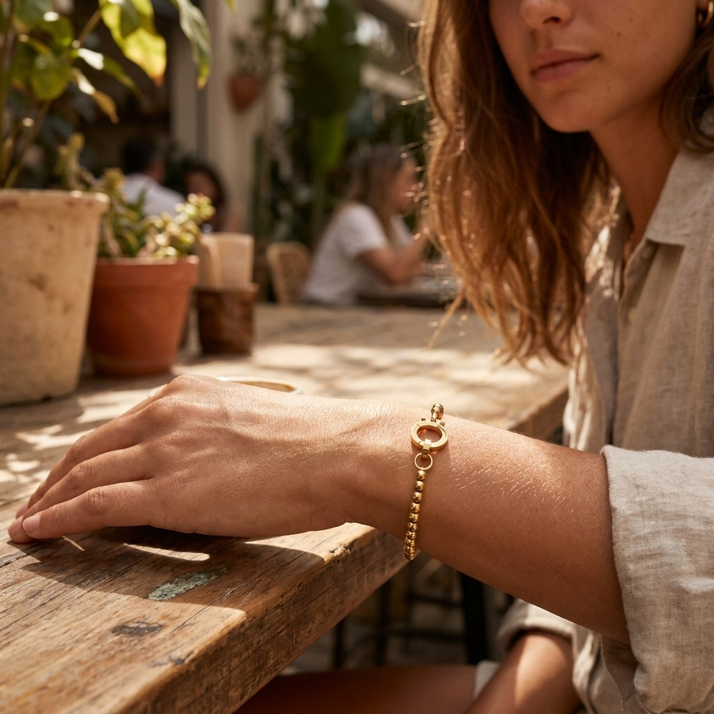 Essential Gold Beaded Bracelet lifestyle