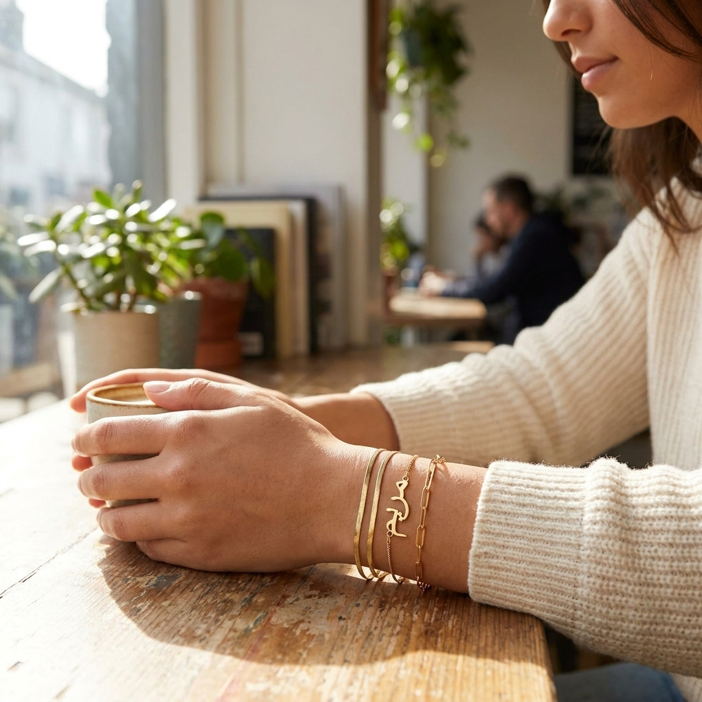 Double Snake Chain Layered Bracelet lifestyle