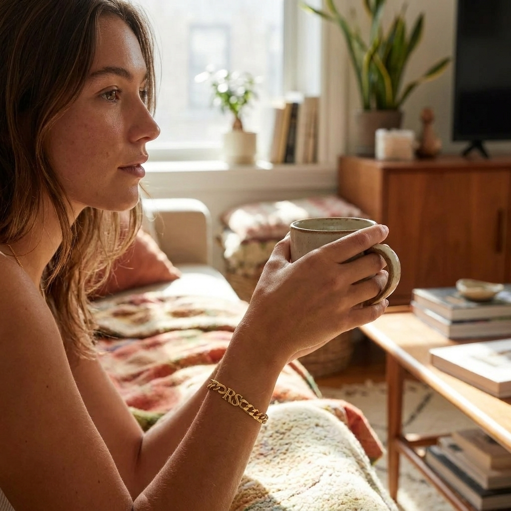 Curb Initial Bracelet lifestyle