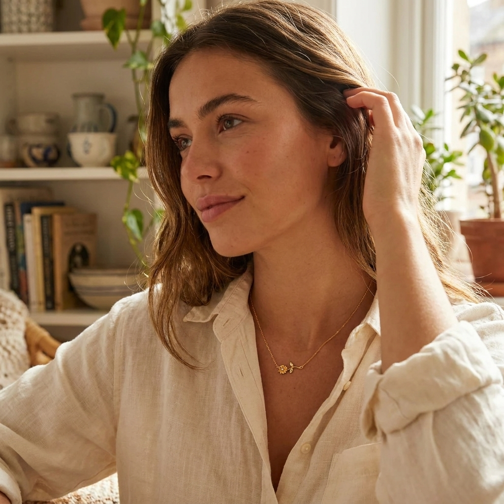 Dainty Birthflower Necklace lifestyle