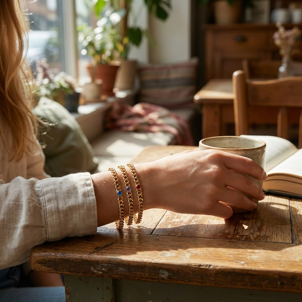 Curb Chain Birthstone Bracelet lifestyle
