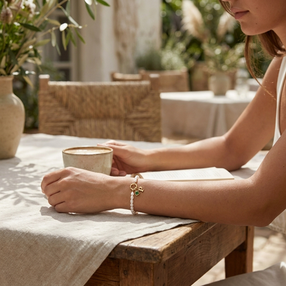 Pearl Initial Birthstone Bracelet lifestyle