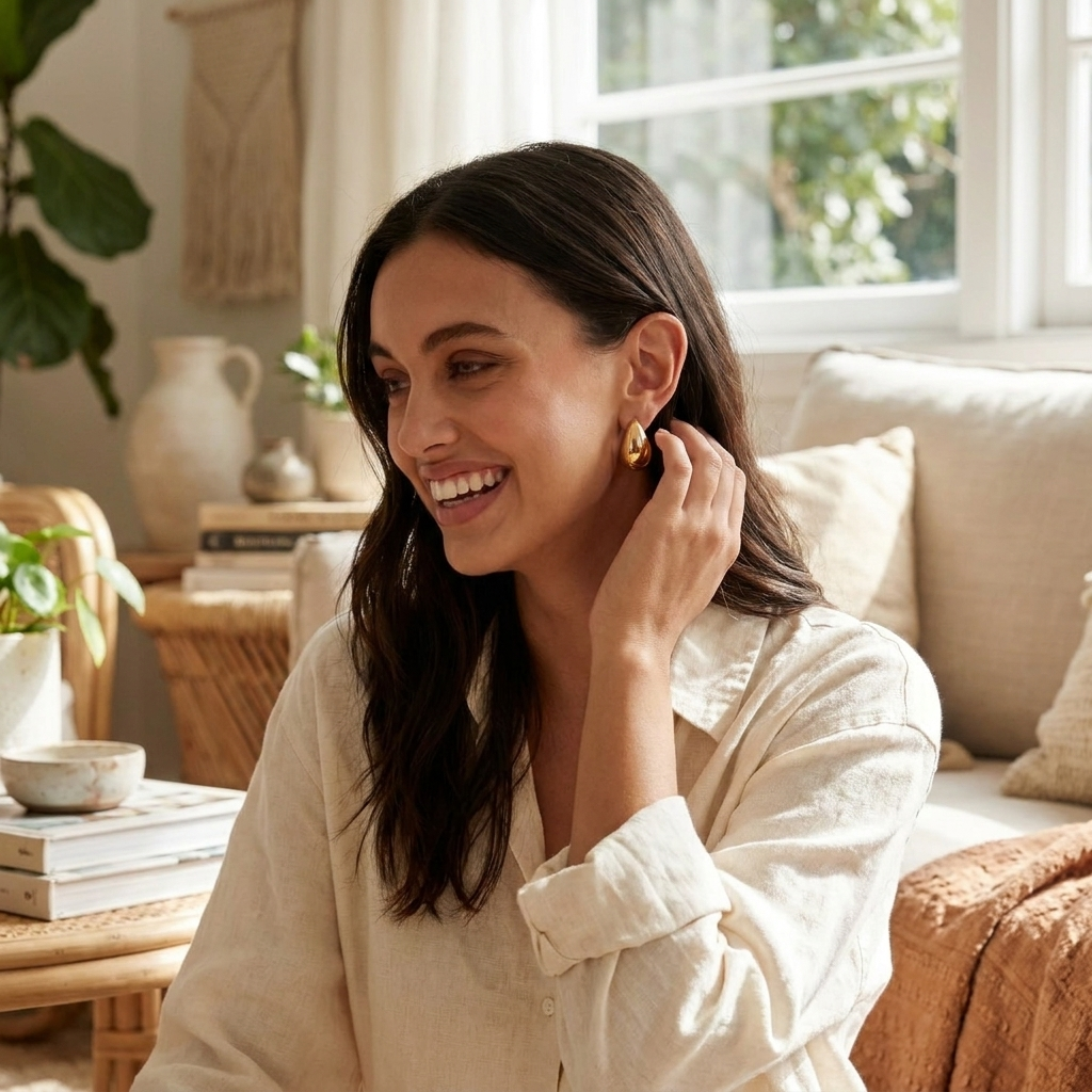 Chunky Teardrop Earrings lifestyle