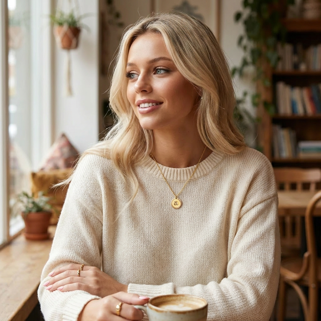 Initial Stamp Necklace lifestyle
