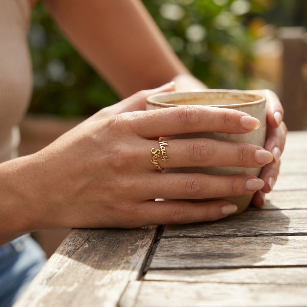 Duo Custom Name Ring lifestyle