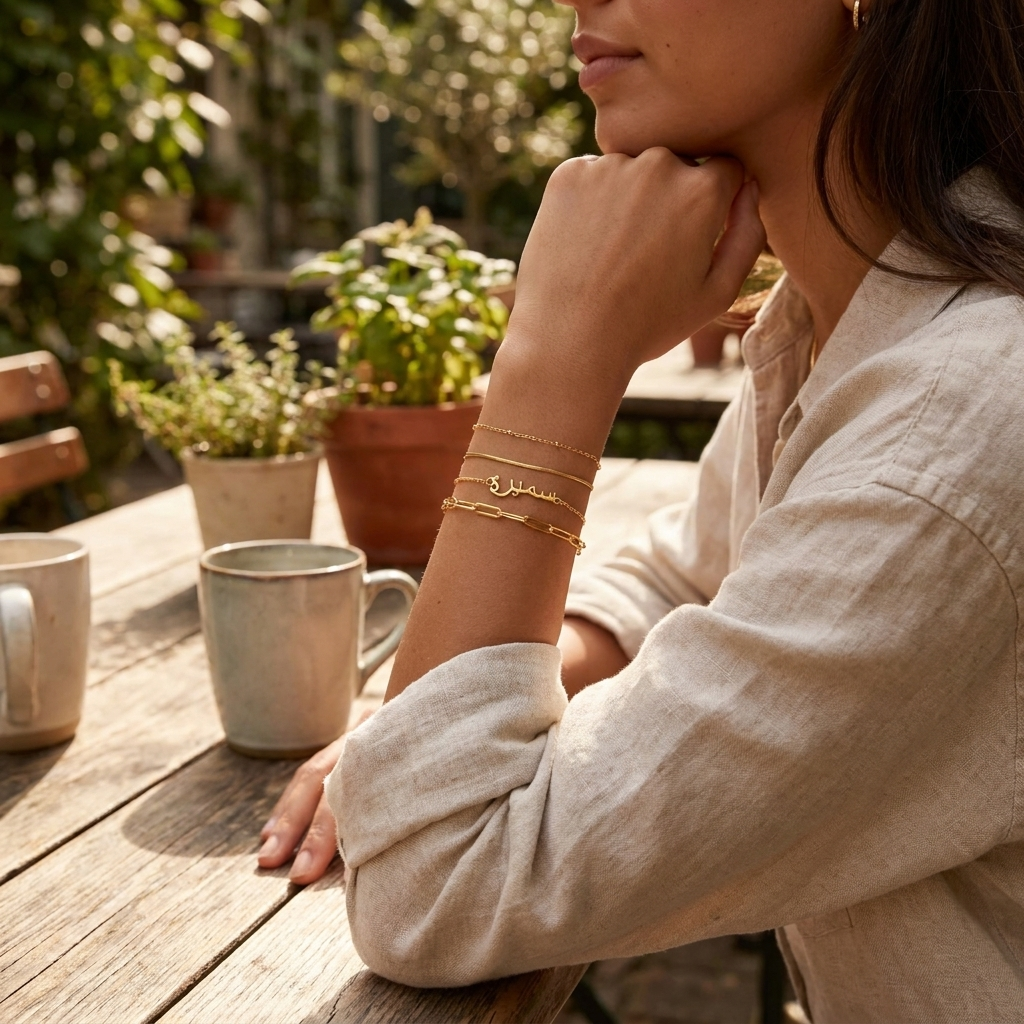 Beaded Snake Chain Layered Bracelet lifestyle
