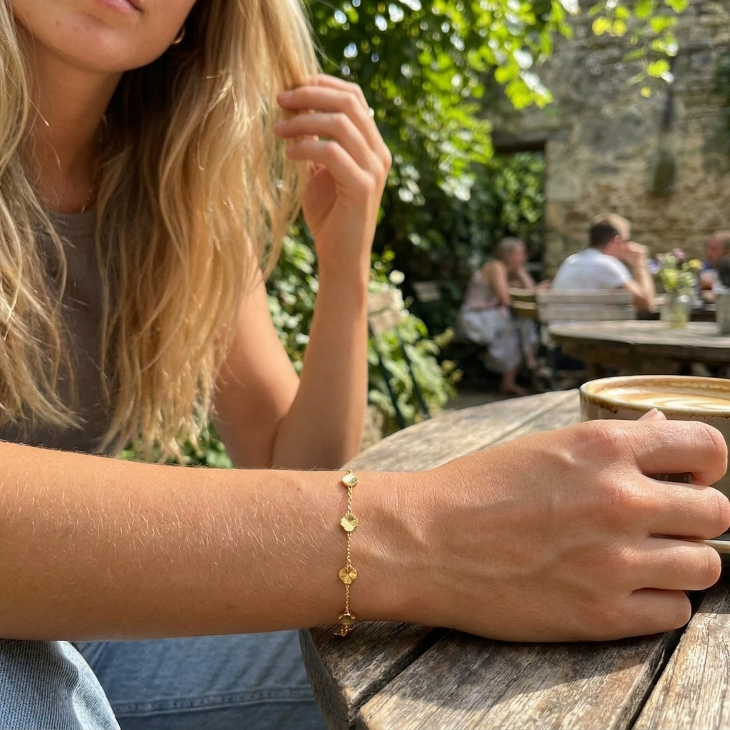 Mini Sunburst Clover Bracelet lifestyle