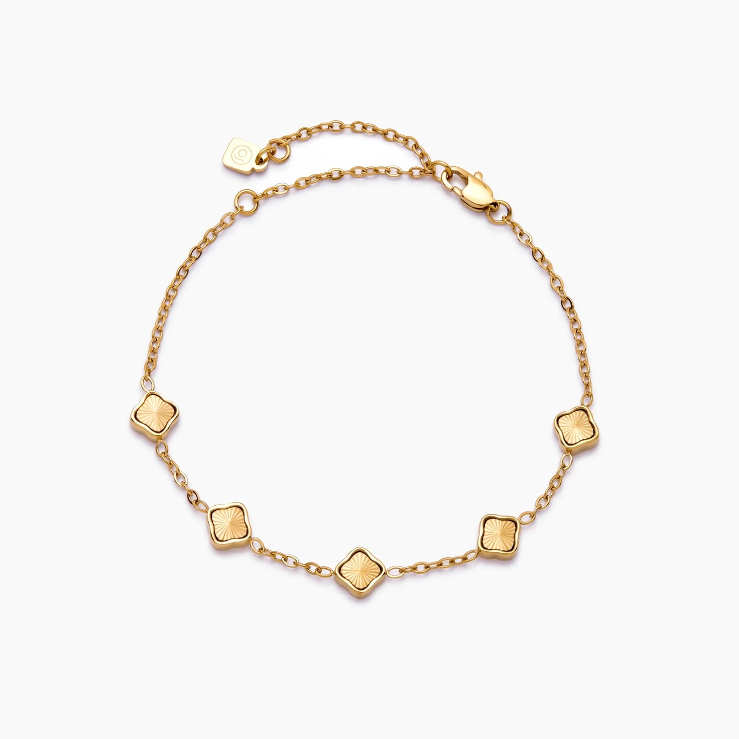 Mini Sunburst Clover Bracelet | Gold-Plated | Mini Clover Charms Chain