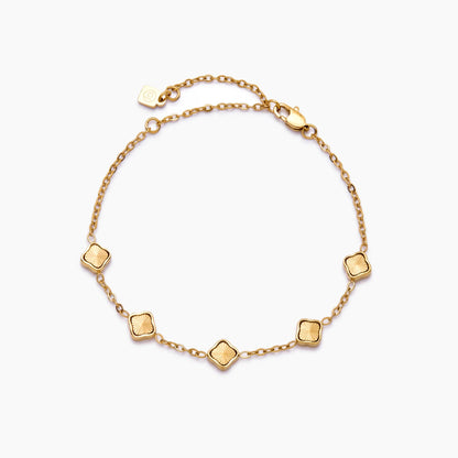 Mini Sunburst Clover Bracelet | Gold-Plated | Mini Clover Charms Chain
