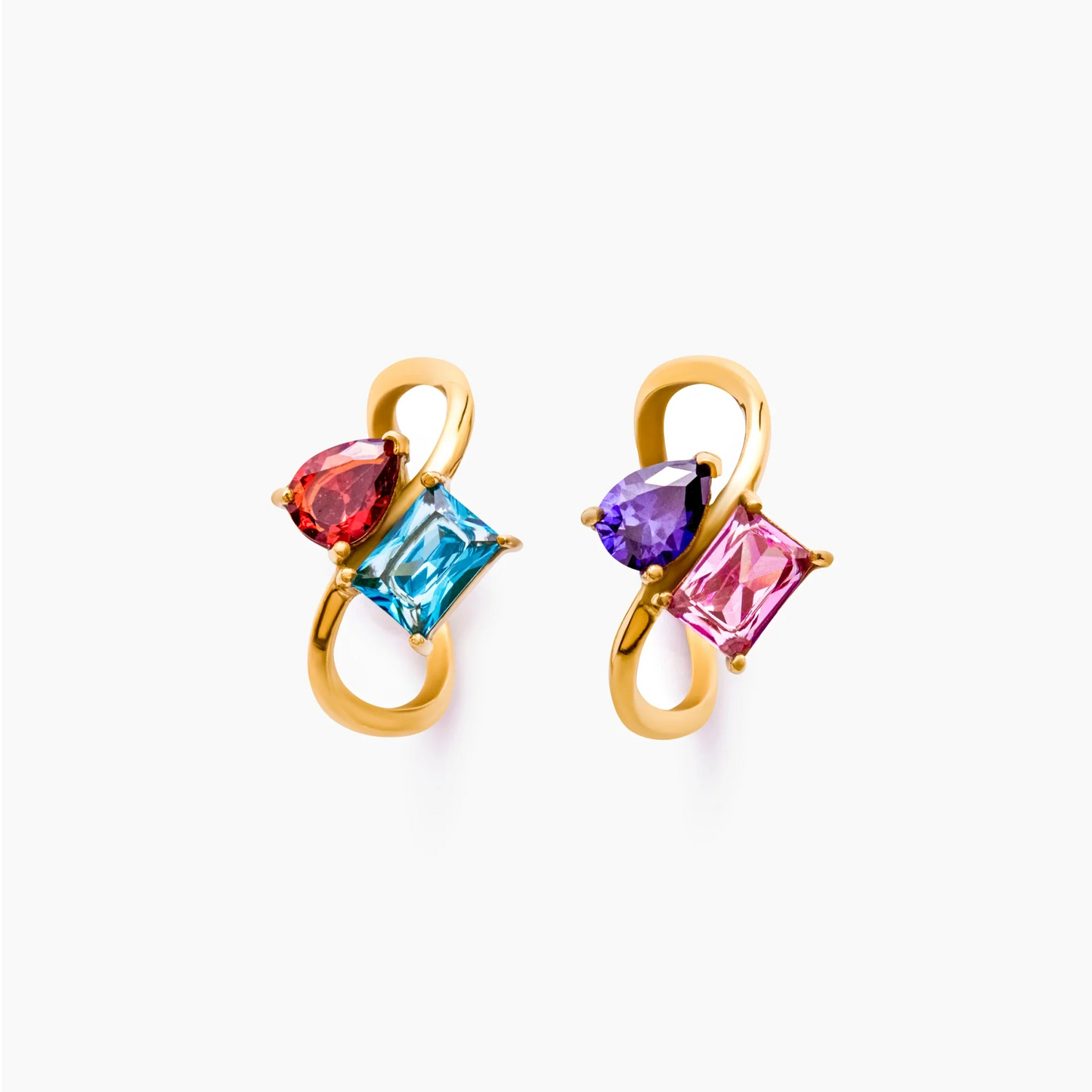 Toi et Moi Birthstone Ring | Gold-Plated | Pear & Radiant Cut Birthstones