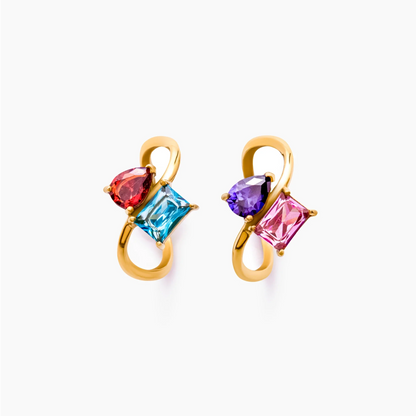 Toi et Moi Birthstone Ring | Gold-Plated | Pear & Radiant Cut Birthstones
