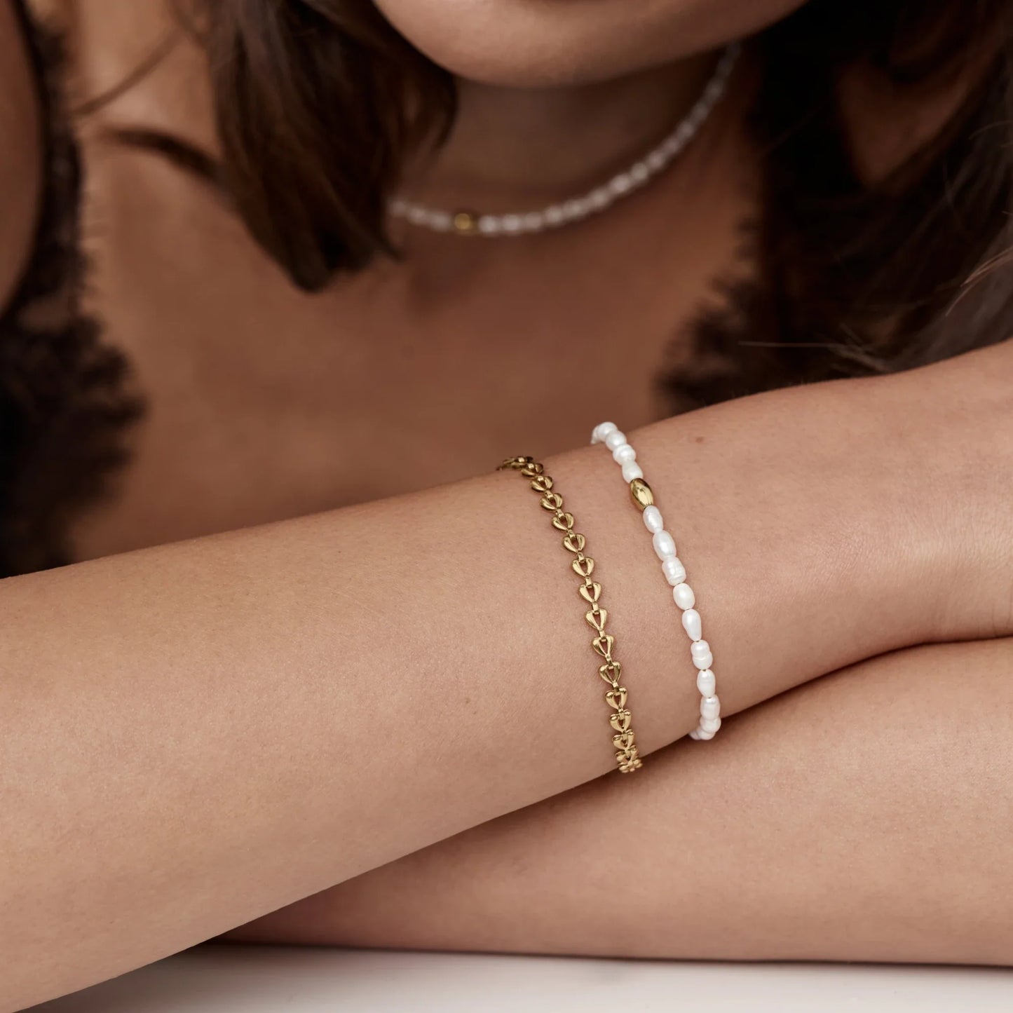 Essential Pearl Bracelet | Gold-Plated | Freshwater Pearls & Gold Center Bead
