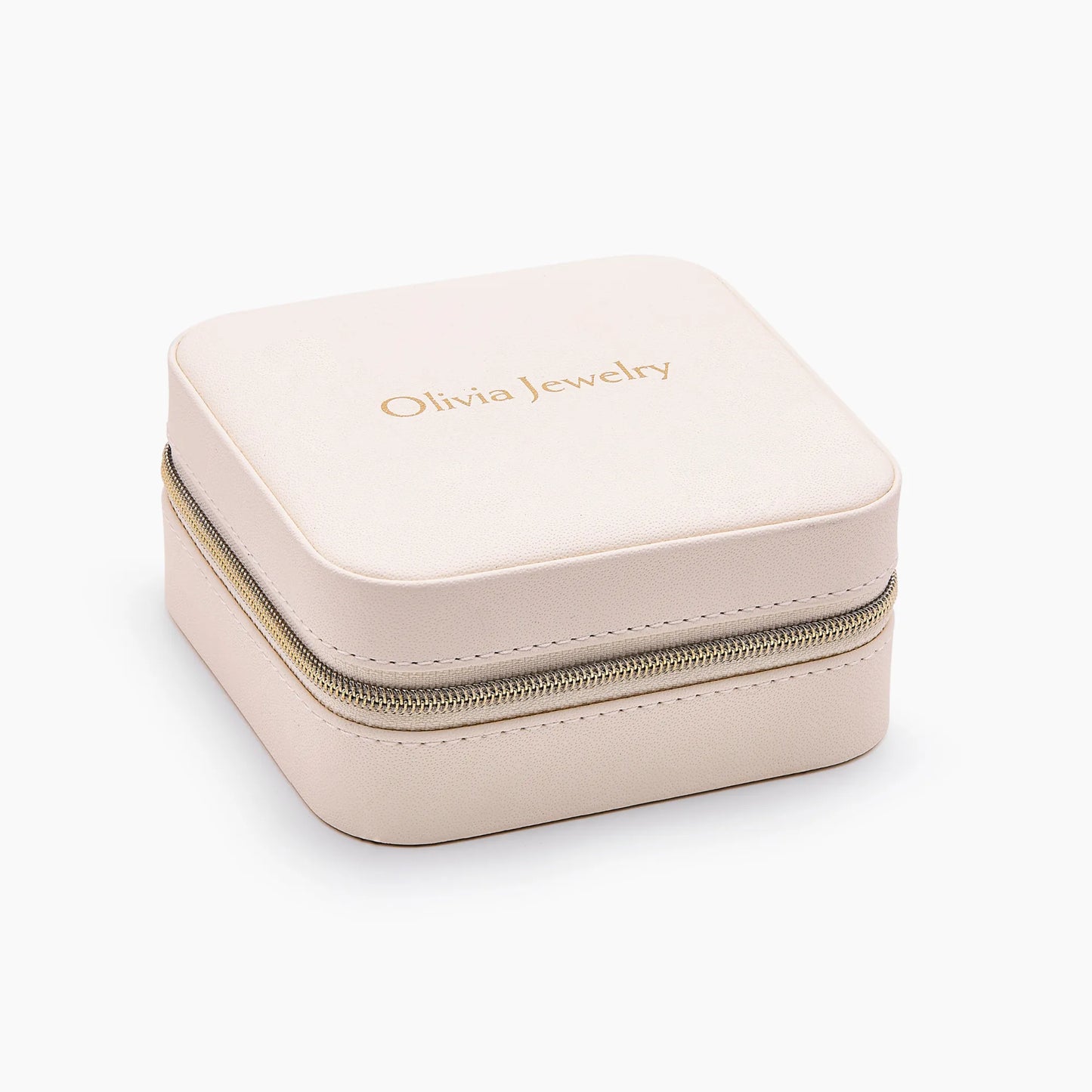 Olivia Jewelry Travel Box | Velvet Interior | 10x10x4.5cm Zip Case