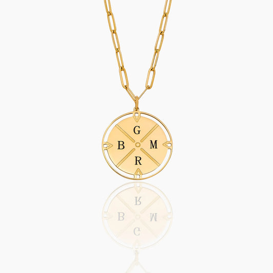 Engraved Initial Compass Necklace | Gold-Plated | Personalized Initial