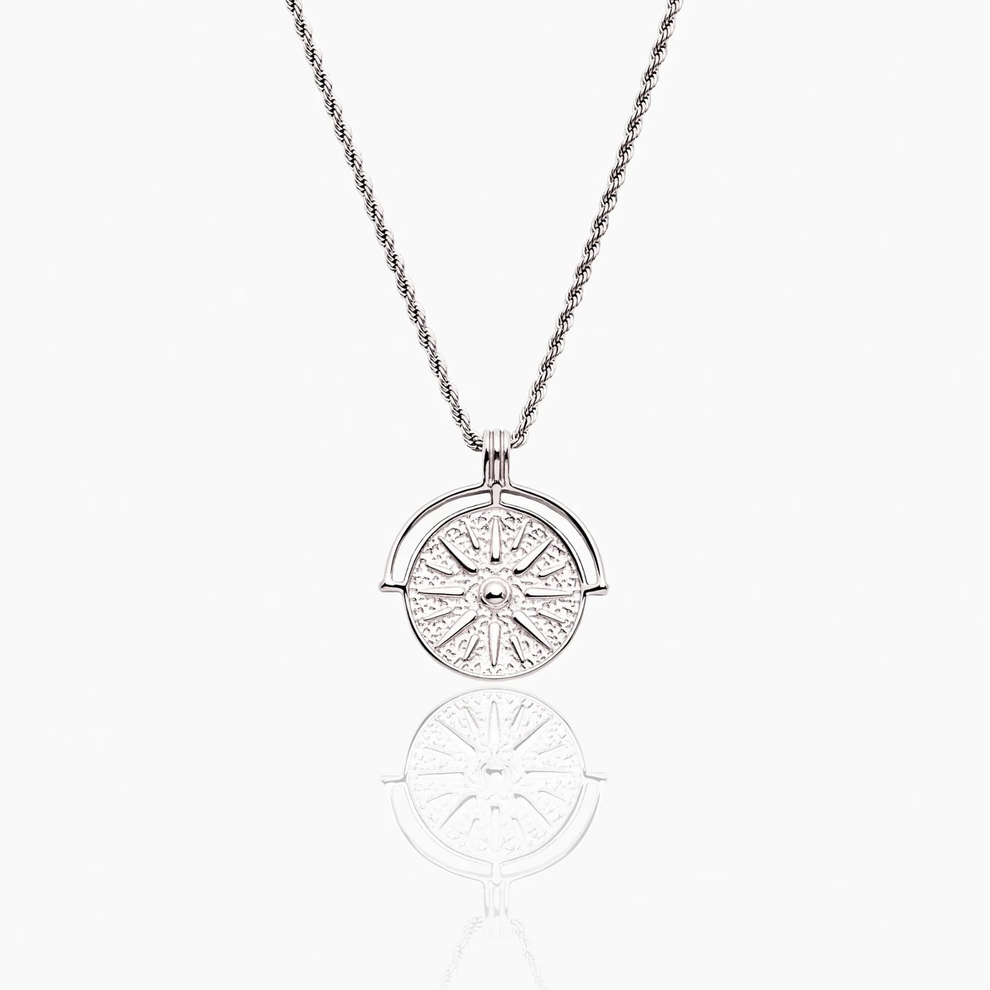 Compass Medallion Necklace | Gold-Plated | Round Compass Medallion Pendant