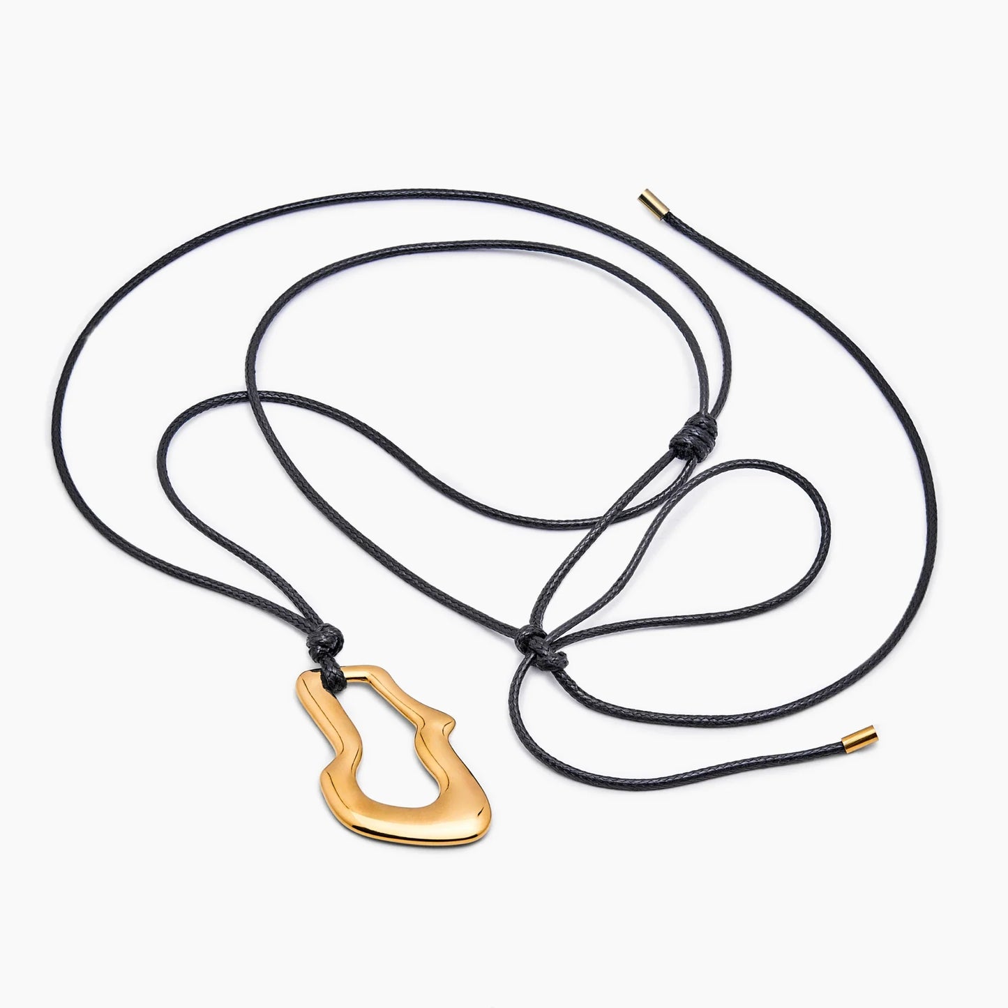 Molten Wave Cord Necklace | Gold-Plated | Wave Pendant on Cord
