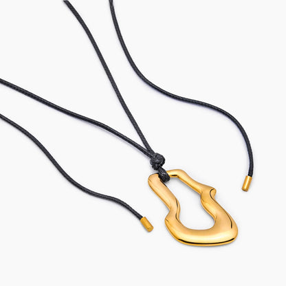 Molten Wave Cord Necklace | Gold-Plated | Wave Pendant on Cord