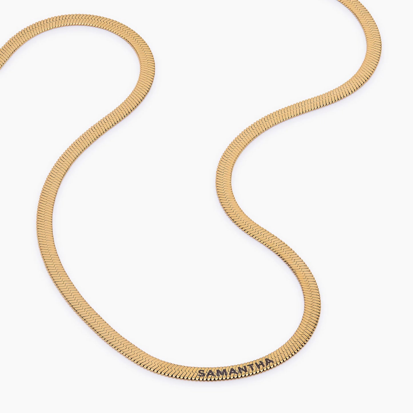 Engraved Herringbone Necklace | 18K Gold-Plated | Custom Name Engraving