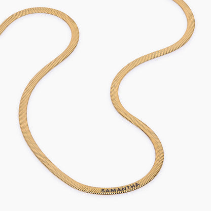Engraved Herringbone Necklace | 18K Gold-Plated | Custom Name Engraving