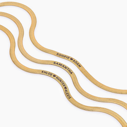 Engraved Herringbone Necklace | 18K Gold-Plated | Custom Name Engraving