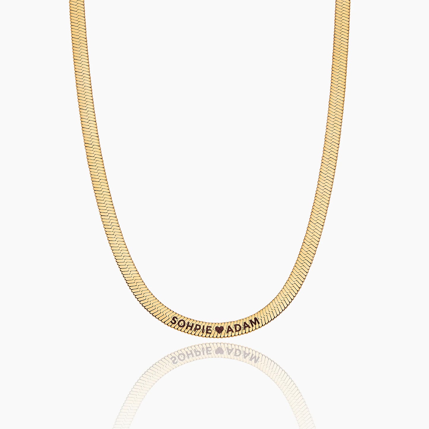 Engraved Herringbone Necklace | 18K Gold-Plated | Custom Name Engraving