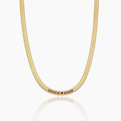 Engraved Herringbone Necklace | 18K Gold-Plated | Custom Name Engraving