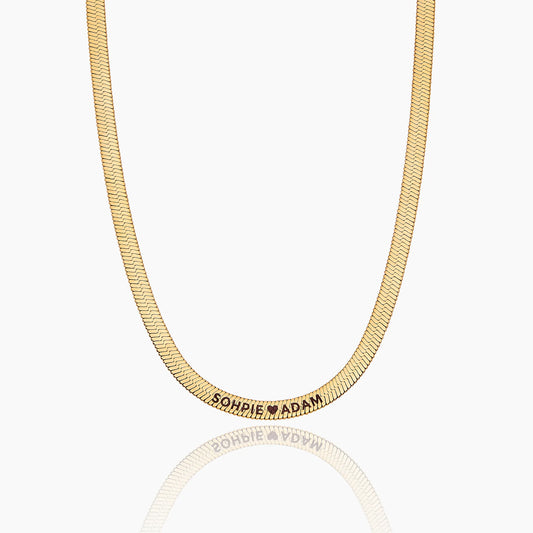 Engraved Herringbone Necklace | 18K Gold-Plated | Custom Name Engraving