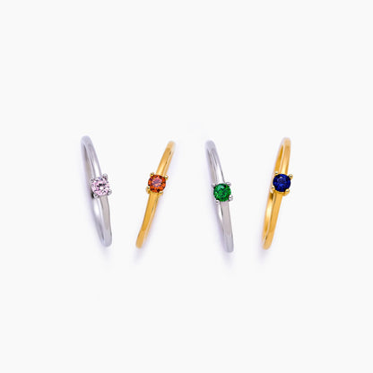 Dainty Birthstone Ring | Gold-Plated | 3mm Stone, 1.5mm Band