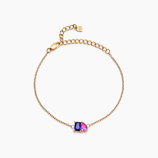 Forever Duo Birthstone Bracelet | 18K Gold-Plated | Two-Stone Personalized Chain