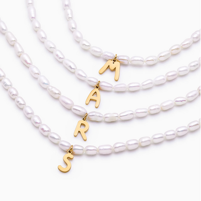 Statement Initial Pearl Necklace | Gold-Plated | Freshwater Pearls & Initial