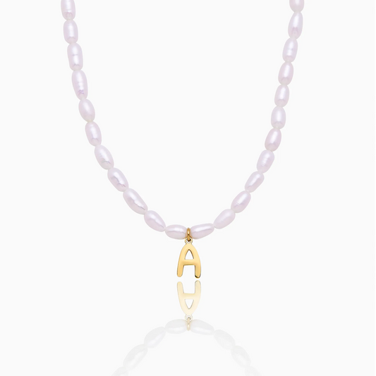 Statement Initial Pearl Necklace | Gold-Plated | Freshwater Pearls & Initial