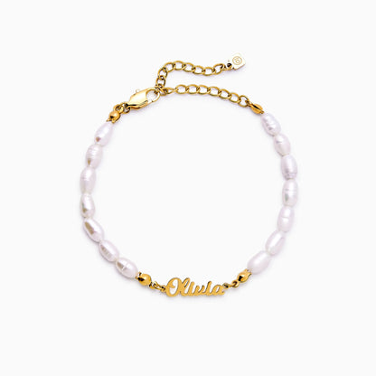 Freshwater Pearl Name Bracelet | Gold-Plated | Custom Name & Pearls