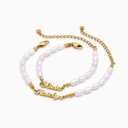 Freshwater Pearl Name Bracelet | Gold-Plated | Custom Name & Pearls