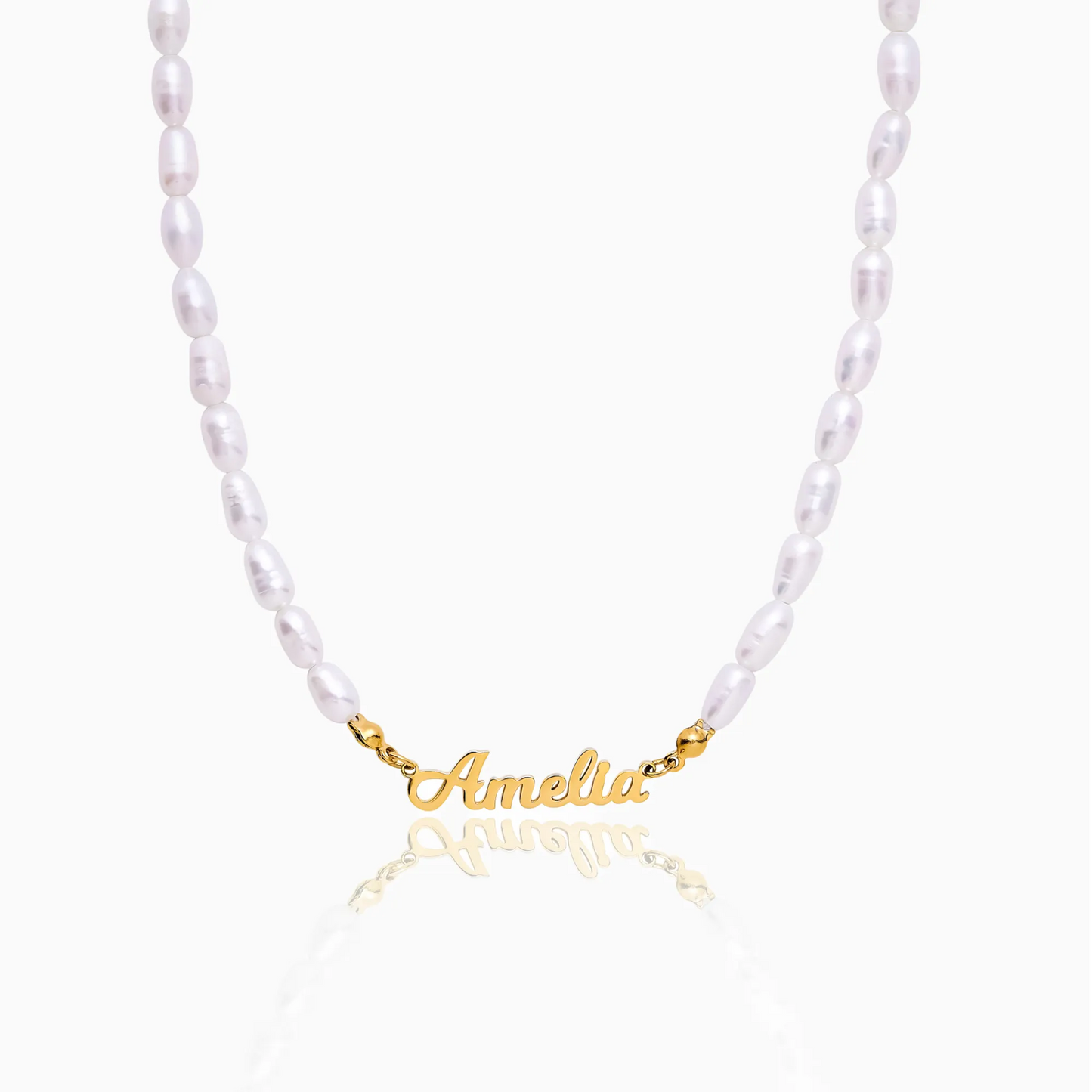 Statement Custom Name Pearl Necklace | Gold-Plated | Freshwater Pearls