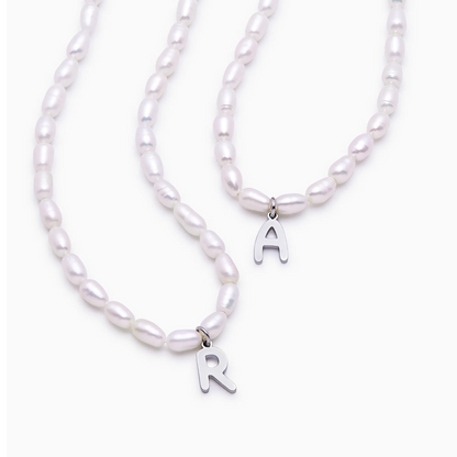 Statement Initial Pearl Necklace | Gold-Plated | Freshwater Pearls & Initial