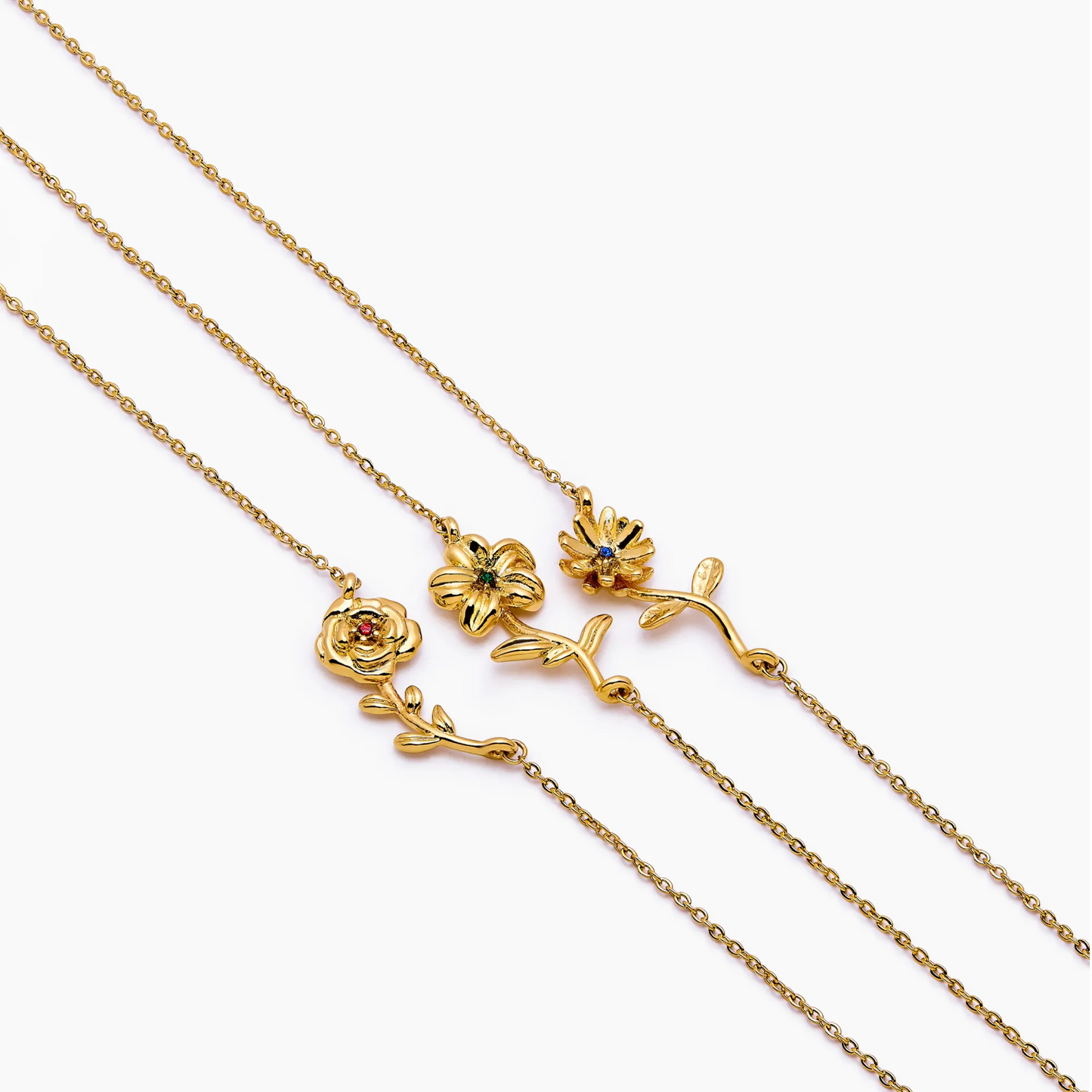 Dainty Birthflower Necklace | Gold-Plated | Birth Month Flower Pendant