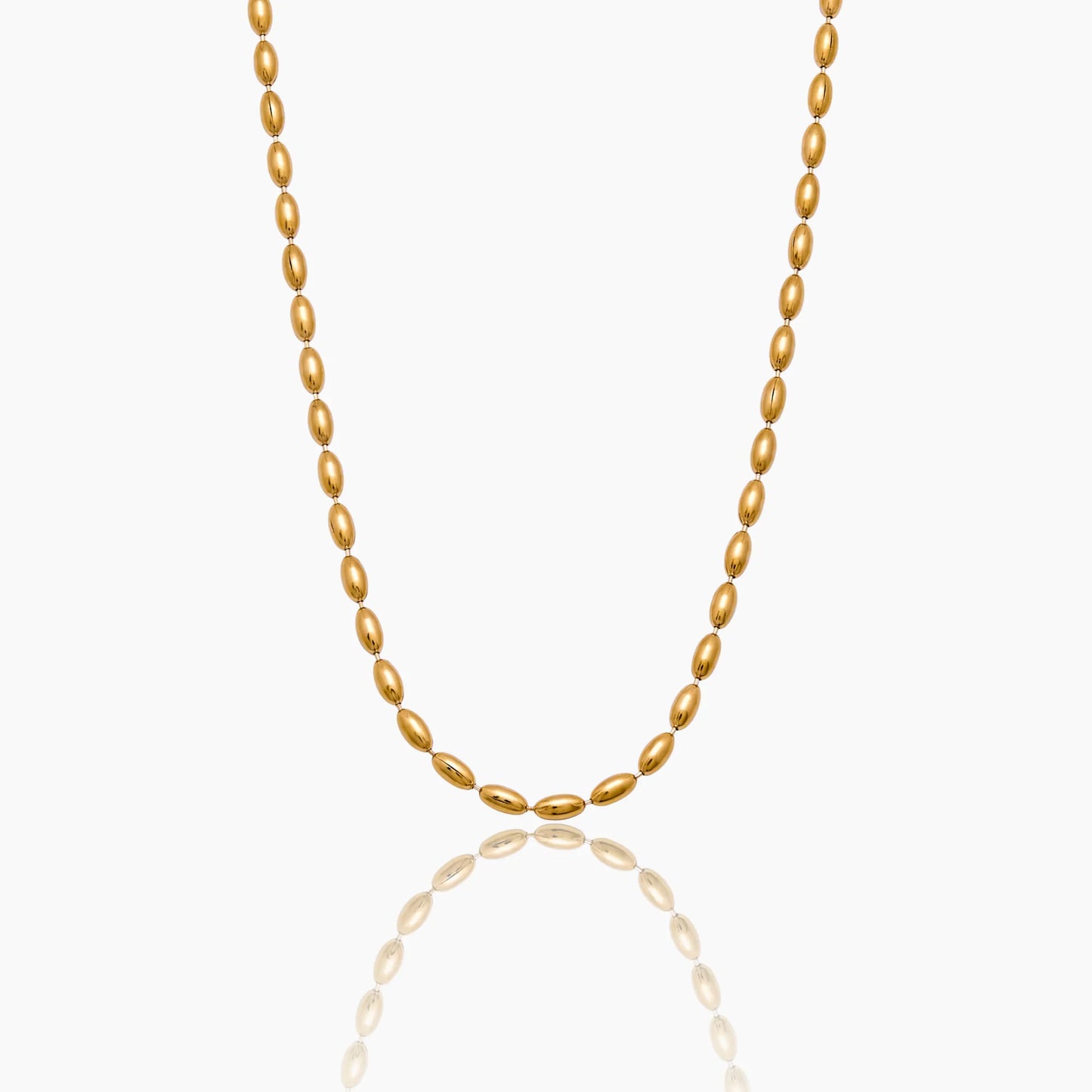 Liquid Bead Necklace | Gold-Plated | Oval Bead Link Chain