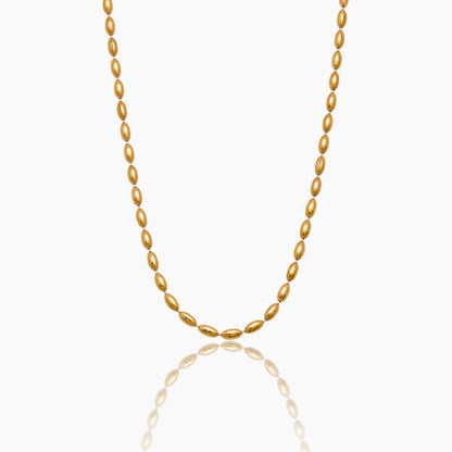 Liquid Bead Necklace | Gold-Plated | Oval Bead Link Chain