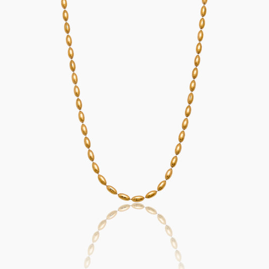 Liquid Bead Necklace | Gold-Plated | Oval Bead Link Chain