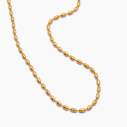 Liquid Bead Necklace | Gold-Plated | Oval Bead Link Chain