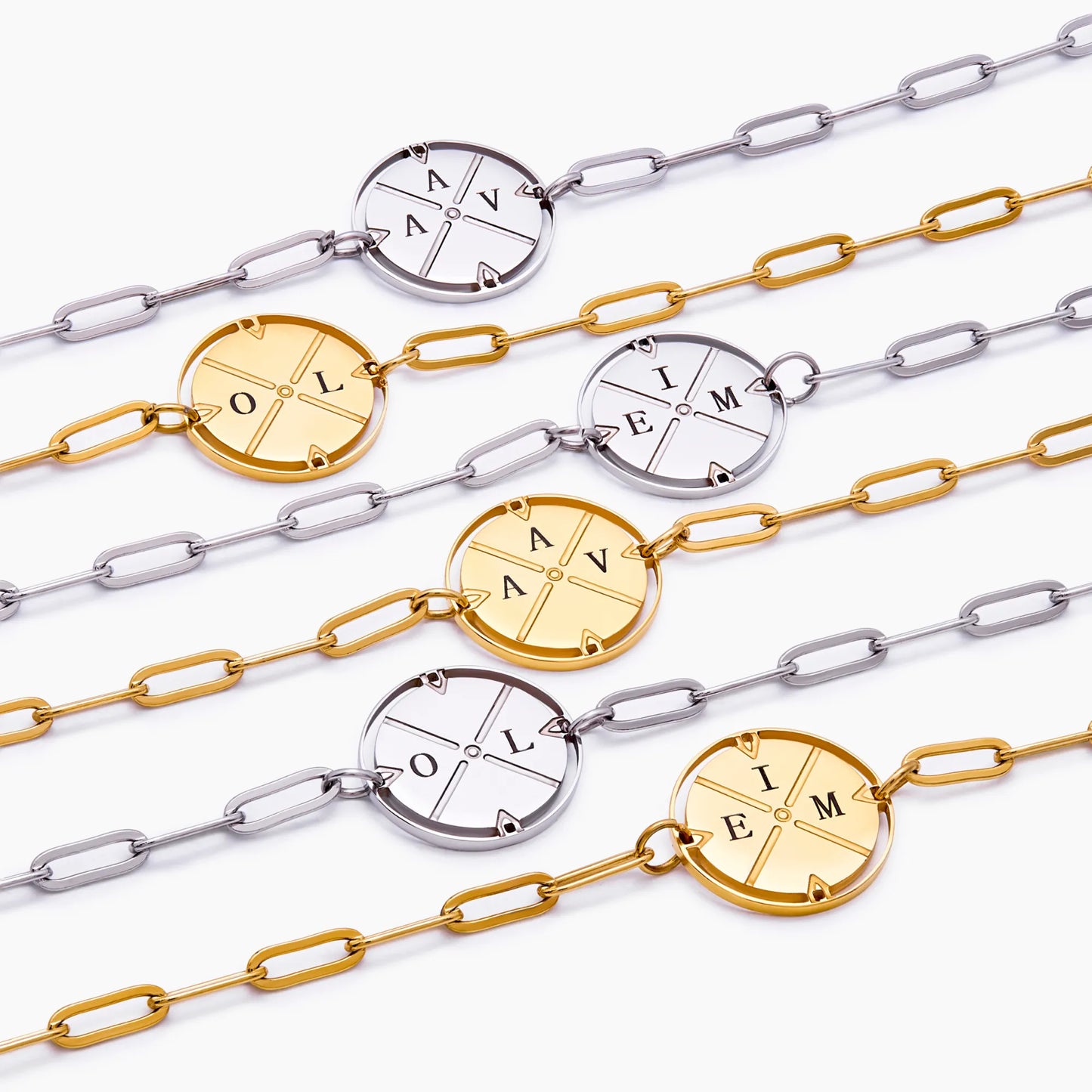Engraved Compass Bracelet | Gold-Plated | Up to 4 Initials