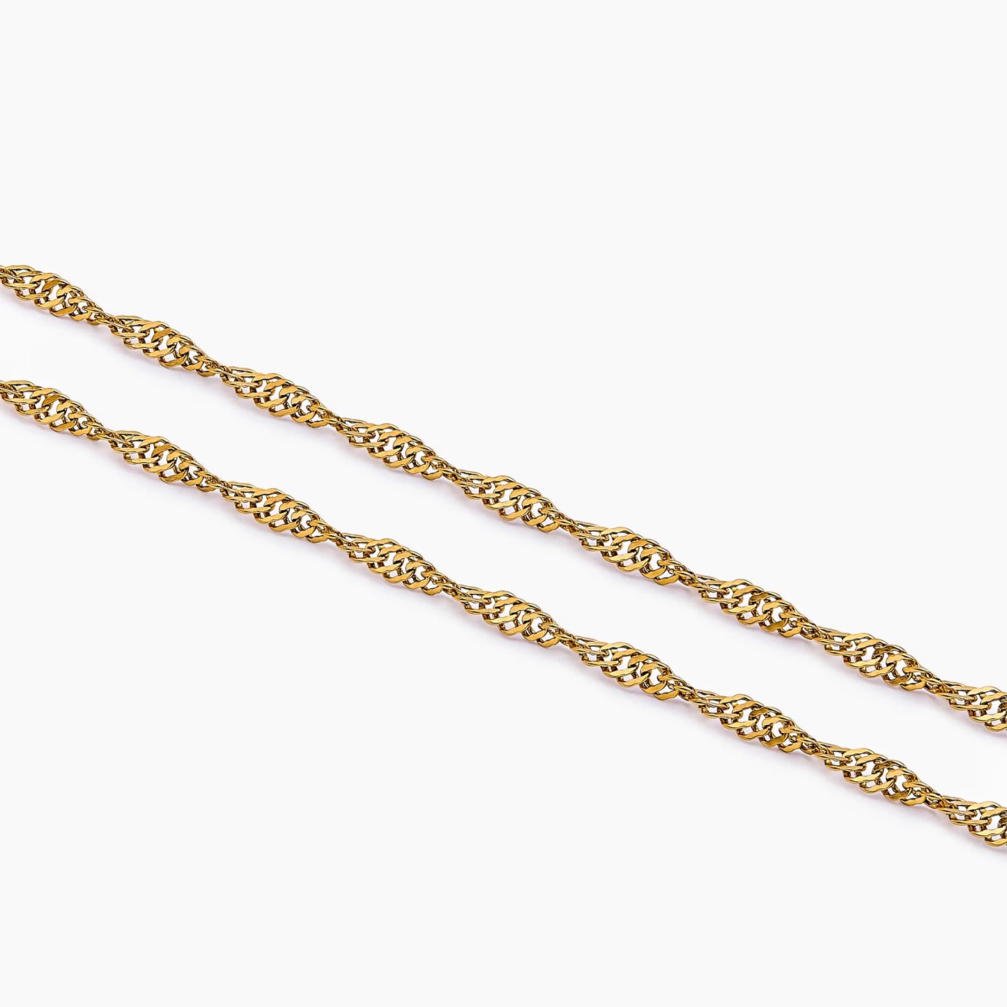 Singapore Chain Necklace | Gold-Plated | Twisted Singapore Link