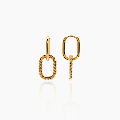 Roma Link Drop Hoops | 18K Gold-Plated Stainless Steel | 12mm x 27mm Drop