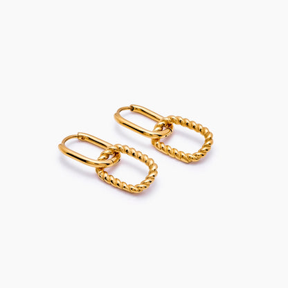 Roma Link Drop Hoops | 18K Gold-Plated Stainless Steel | 12mm x 27mm Drop